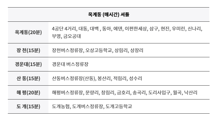 셔틀 노선 정보 4